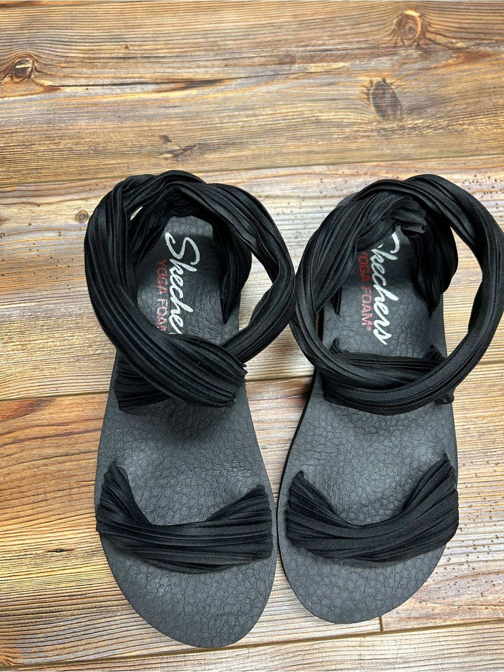 Skechers Women's Black Wrap-Strap Sandals